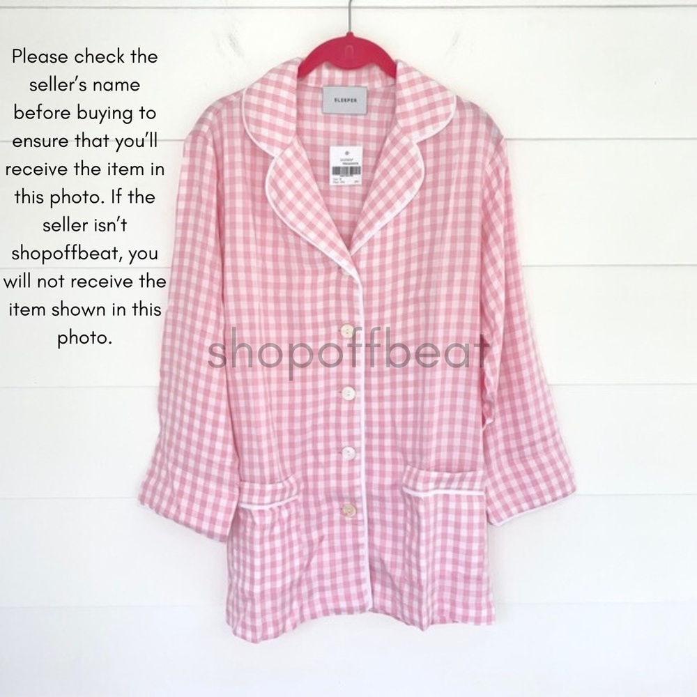 NEW Sleeper Party Pajama Set with Feathers Pink Vichy Medium - Picture 16 of 17